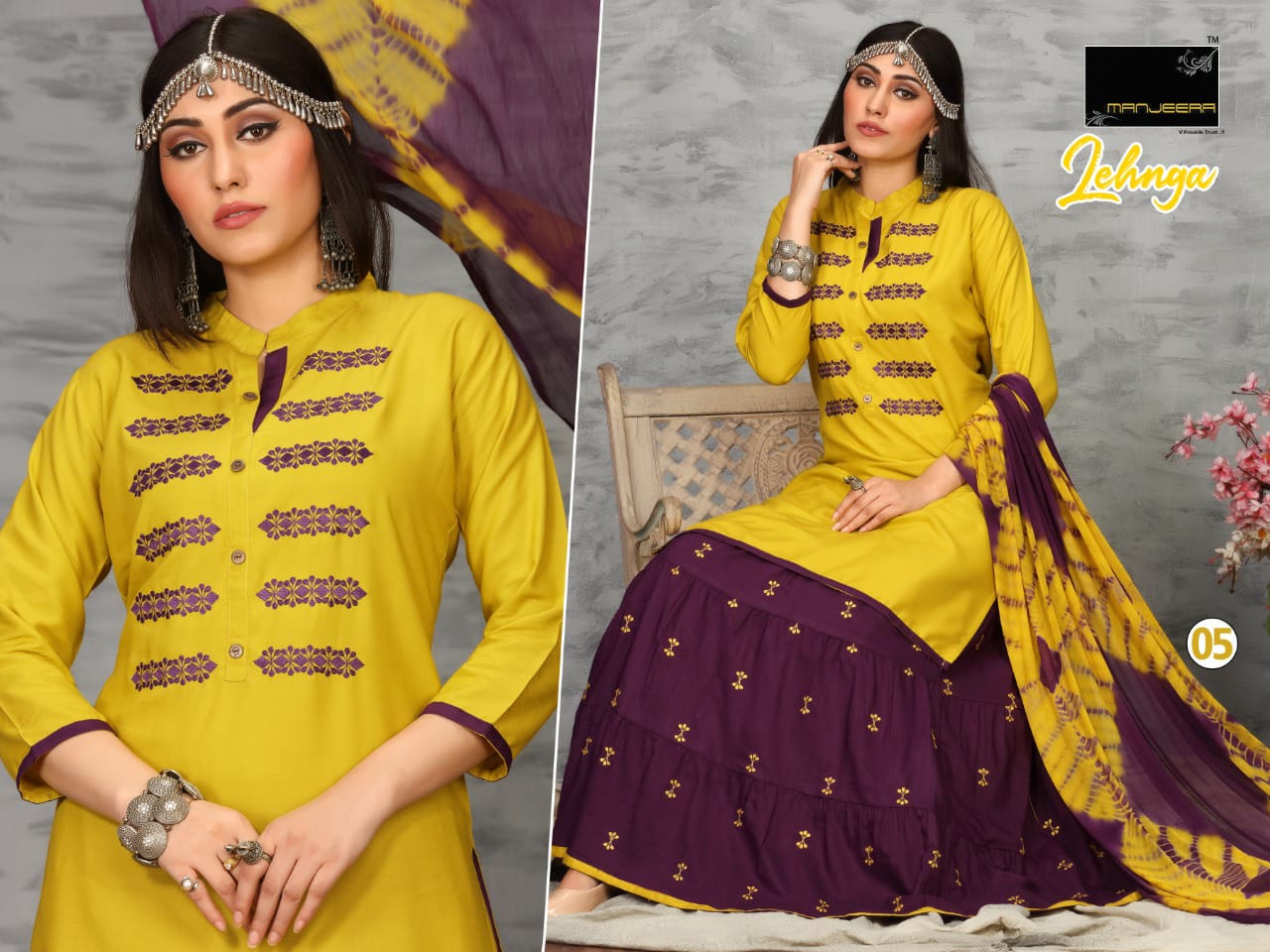 Majeera Lehnga Festive Wear Rayon Printed Ready Made Collection